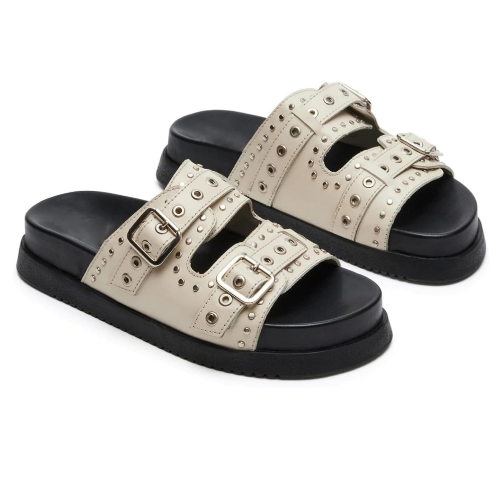 Stylish Cream Slide Sandals